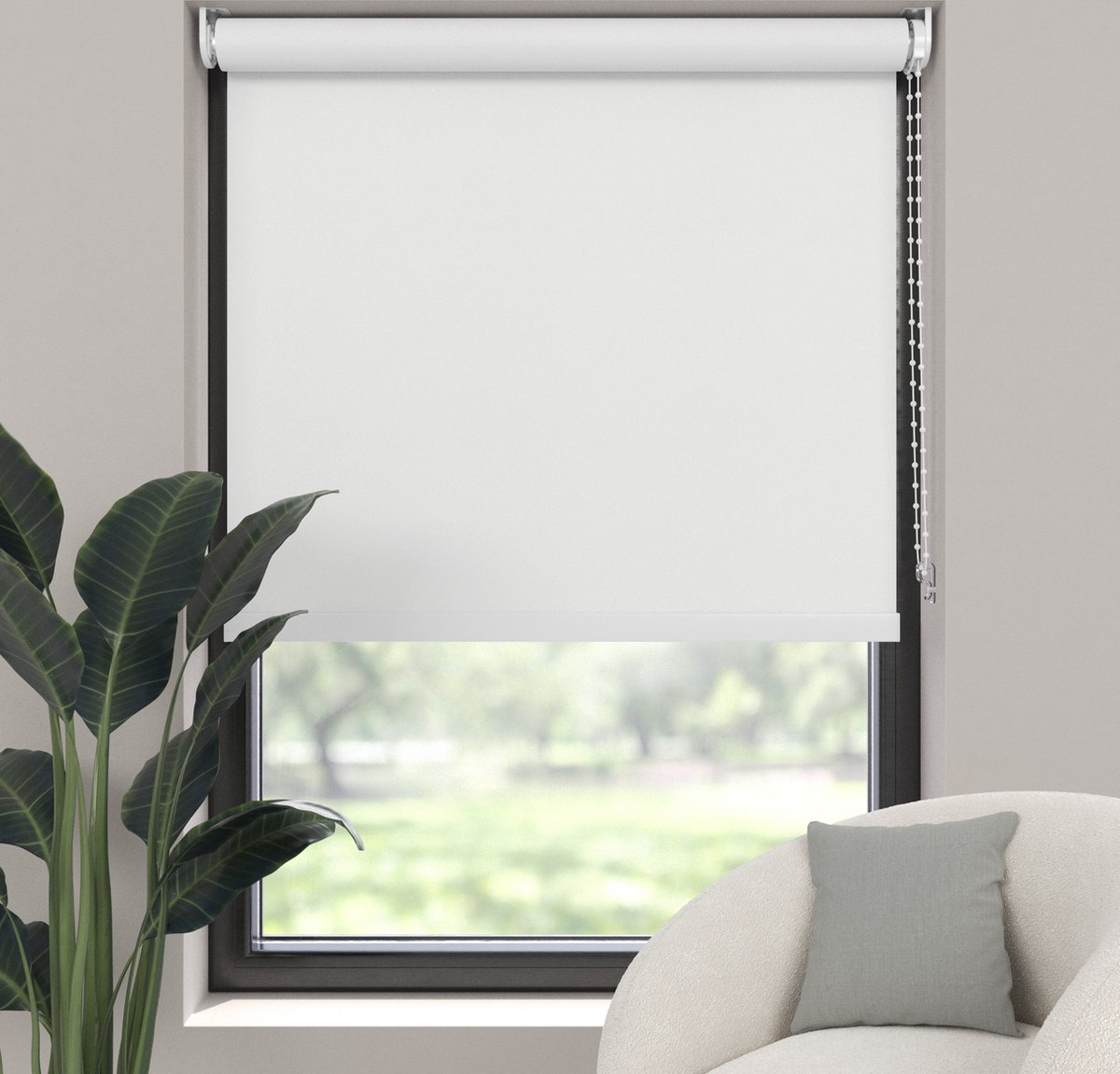 Dutchblinds Rolgordijn - verduisterend - Wit - 240x190cm - Raamdecoratie op maat