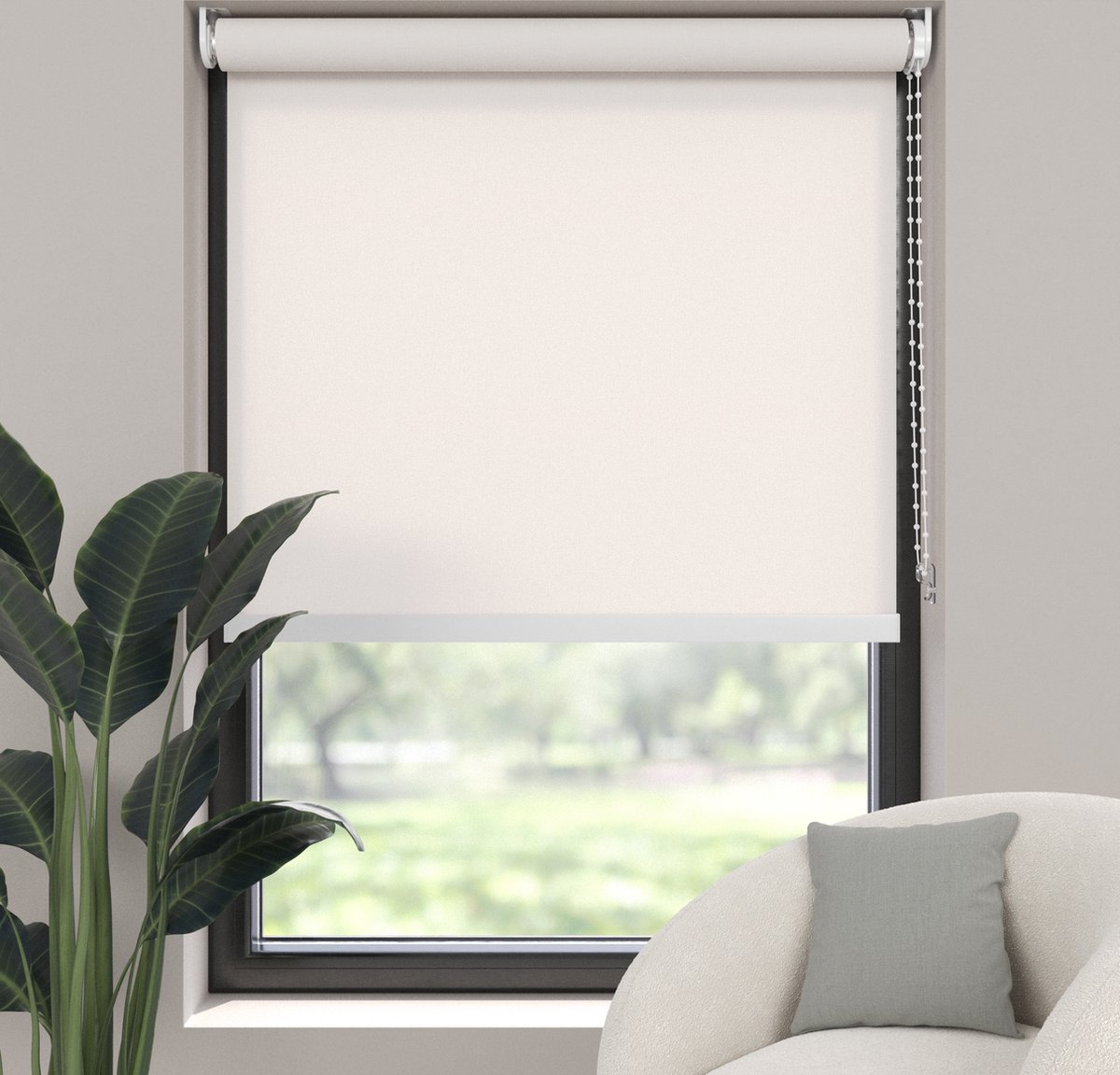 Dutchblinds Rolgordijn - lichtdoorlatend - Sneeuw Wit - 45x190cm - Raamdecoratie op maat