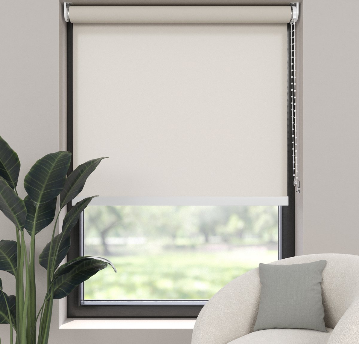 Dutchblinds Rolgordijn - lichtdoorlatend - Beige - 150x275cm - Raamdecoratie op maat