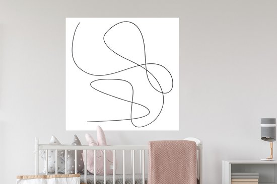 Muurstickers - Sticker Folie - Line art - Minimalisme - Abstract - 100x100 cm - Plakfolie - Muurstickers Kinderkamer - Zelfklevend Behang XXL - Zelfklevend behangpapier - Stickerfolie