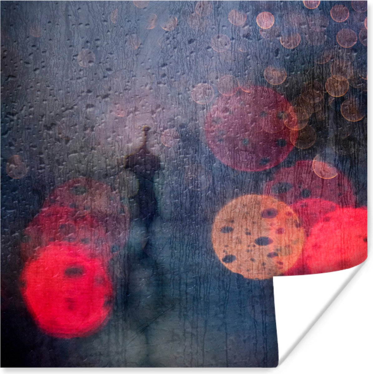 Poster Abstract - Druppels - Kleuren - Regen - 75x75 cm