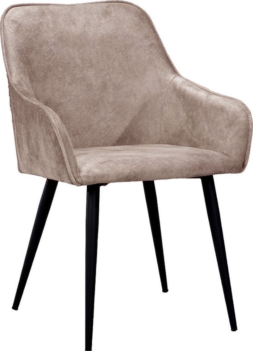 Soph & Tess - Florence Eetkamerstoel - Set van 2 - Taupe - Fluweel - Velvet - Industrieel - Met armleuning - Easy Clean Stoffen - Hoge Kwaliteit