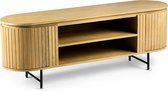 Steampunk - meuble TV - 155cm - acacia - naturel - 2 portes - 2 niches - acier - noir