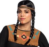 Boland - Pruik Kewanee Zwart - Vlechtjes - Lang - Vrouwen - Indiaan - Cowboy - Indiaan