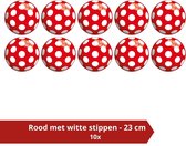 Bal - Voordeelverpakking - Rood met witte stippen - 23 cm - 10 stuks