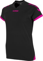Hummel Fyn Shirt Korte Mouw Dames - Zwart / Magenta | Maat: XL