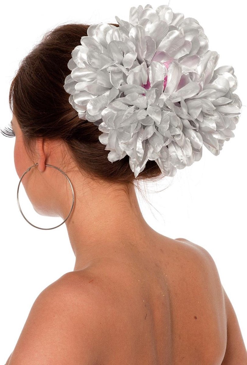 Hawai bloemenclip groot zilver