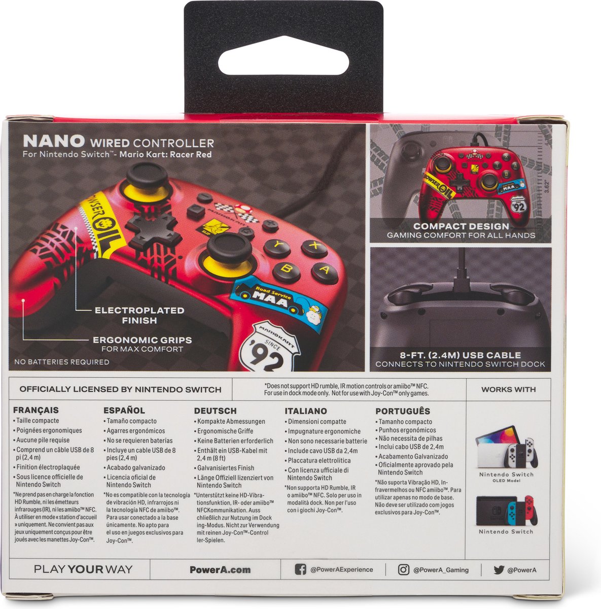 PowerA Nano bedrade controller voor Nintendo Switch - Mario Kart: Racer Red – foto 7
