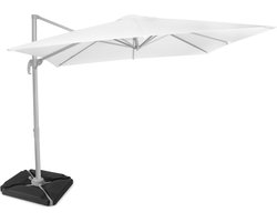 VONROC Premium Floating Parasol Pisogne 300x300cm - Parasol durable - Ensemble combiné comprenant 4 dalles de parasol premium remplissables - Rotatif à 360 ° - Inclinable - Tissu résistant aux UV - Wit - Incl. couvercle de protection