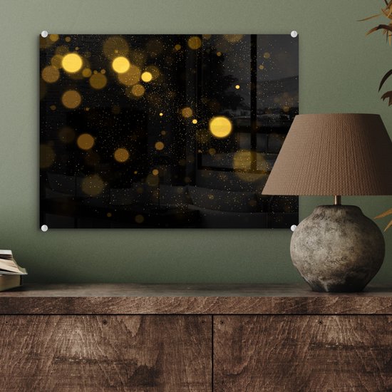 MuchoWow® Peinture sur verre 40x30 cm - Peinture acrylique sur verre - Or - Abstrait - Luxe - Zwart - Photo sur verre - Peintures