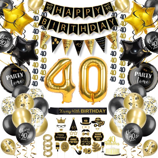 Partizzle 40 Jaar Feest Verjaardag Versiering Set - Happy Birthday Slinger  & Ballonnen... | bol.com