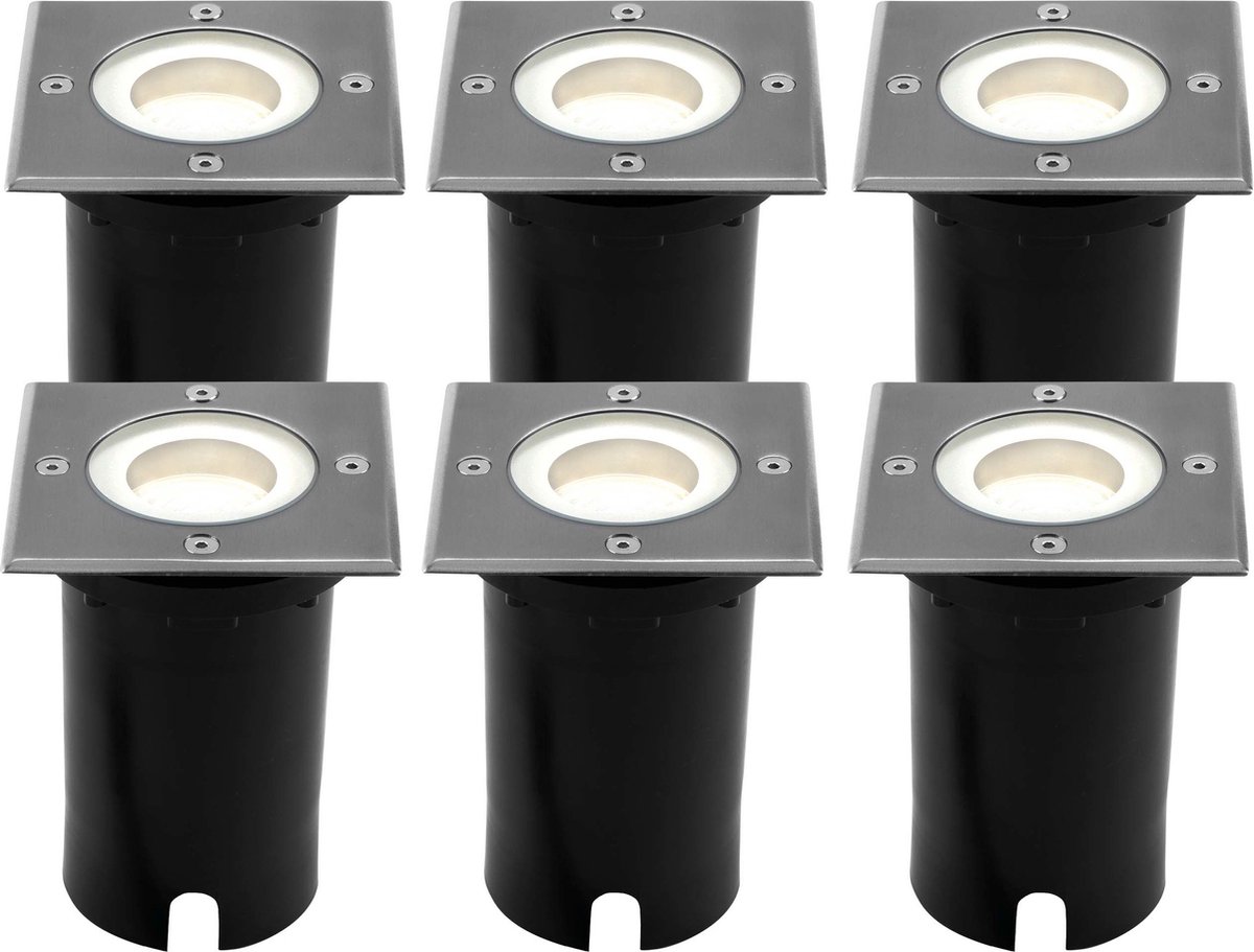 Ledvion Set van 6 LED Grondspot Buiten IP67 3W 230V 345Lm 4000K GU10 wit