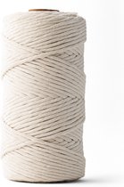 Ledent macramé touw, (3mm, 120M, Natuur), enkel getwist - van 100% geregenereerd katoenkoord - Macramé touw in verschillende kleuren voor creatieve projecten.