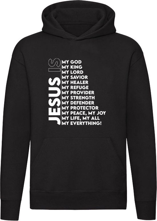 Jesus is my god Hoodie - geloof - religie - kerk - christenen - faith - unisex - trui - sweater - capuchon