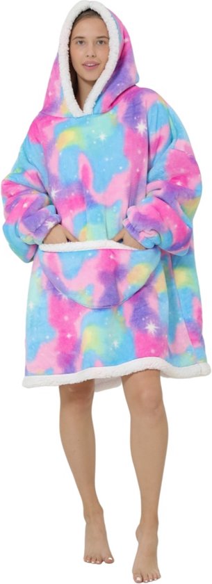 Badrock hoodie deken met mouwen - TV deken - fleece deken met mouwen - fleece poncho - warm & zacht - hoodie blanket - Tie-Dye
