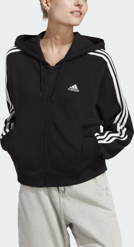 adidas Sportswear Essentials 3-Stripes French Terry Bomber Ritshoodie - Dames - Zwart- XS