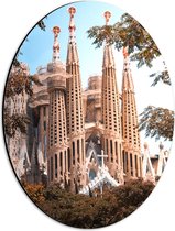 Dibond Ovaal - Sagrada Familia Basiliek - Spanje - 30x40 cm Foto op Ovaal (Met Ophangsysteem)