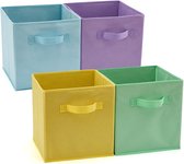 Opbergdoos, opvouwbare Opbergdozen in kubusvorm, 26,7 x 26,7 x 28 cm, opvouwbare opbergdoos, verpakking van 4 stuks, verschillende kleuren