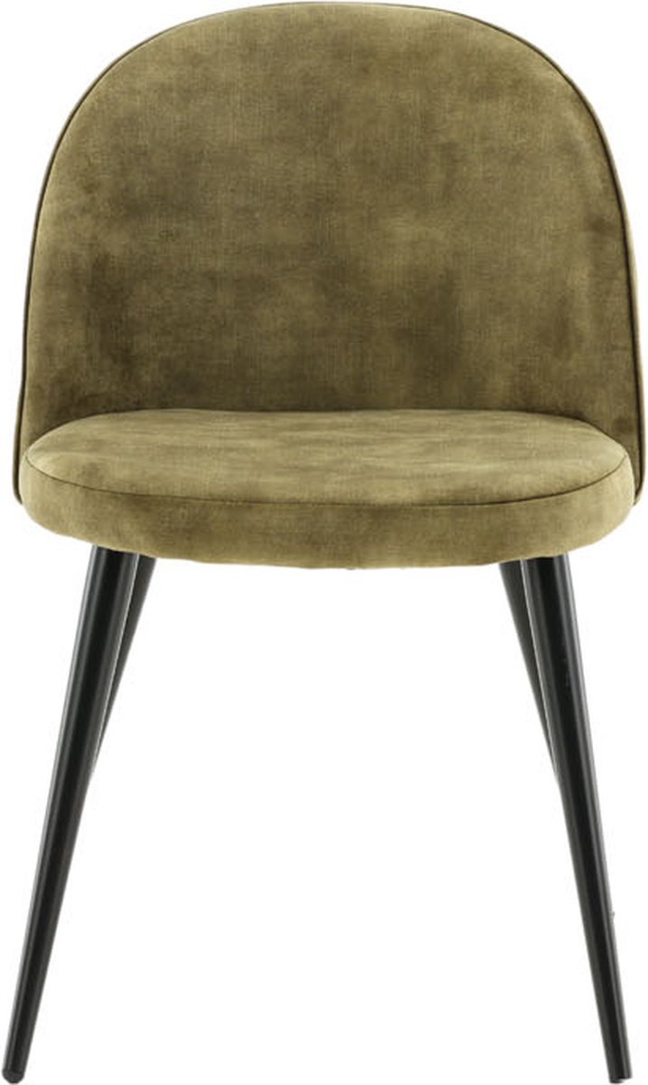 Venture-Home-Eetkamerstoelen-2-st-Velvet-fluweel-zwart-en-olijfgroen