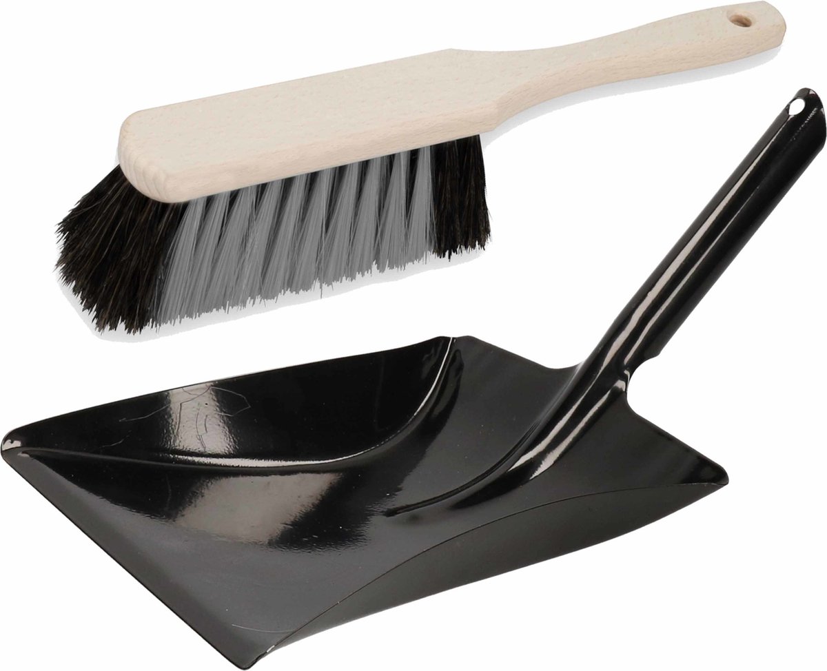 Goedkoopste Stoffer en blik zwart van metaal/hout voor binnen - Zachte borstel/handveger
