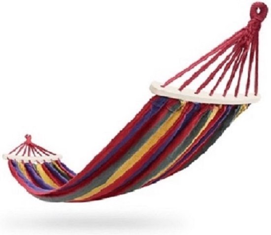 4gardenz canvas Hangmat Rood met Spreidstok 200x150cm - lengte 320cm