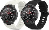 kwmobile 2x horlogebandjes geschikt voor Huami Amazfit T-Rex / T-Rex Pro bandje - Smartwatch bandjes van TPU - Activity tracker horloge band in zwart / wit