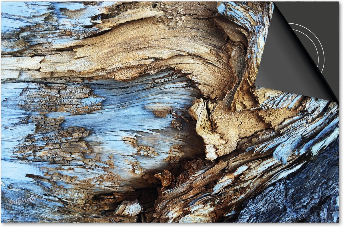Inductie beschermer 83x51,5 - afdekplaat inductie mat - Dietrix Kookplaat beschermer - Base - Hout en Boom - Schors blauw grijs