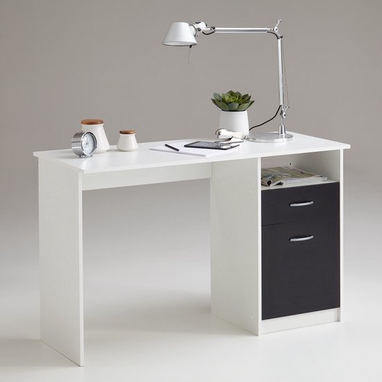 LuxeLivin' - Bureau met 1 lade 123x50x76,5 cm wit en zwart
