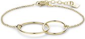 Twice As Nice Armband in 18kt verguld zilver, 2 cirkels 16 cm+3 cm