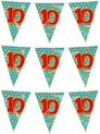 Paperdreams verjaardag 10 jaar thema vlaggetjes - 3x - feestversiering - 10m - folie - dubbelzijdig