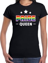 Bellatio Decorations Gay Pride shirt - pride queen - regenboog - dames - zwart XL