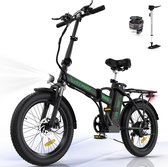 Bol.com Hitway Elektrische Fiets BK11 | E-bike | 250W Motor | Fat Tire | 12Ah | 20 Inch | Zwart/Groen aanbieding