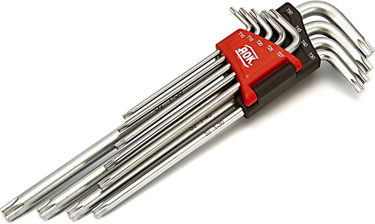 AOK 9 Delige Professionele Torx Lange Inbussleutel Set