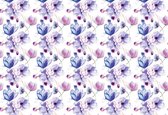 Fotobehang Flowers Pattern Purple | XXL - 312cm x 219cm | 130g/m2 Vlies