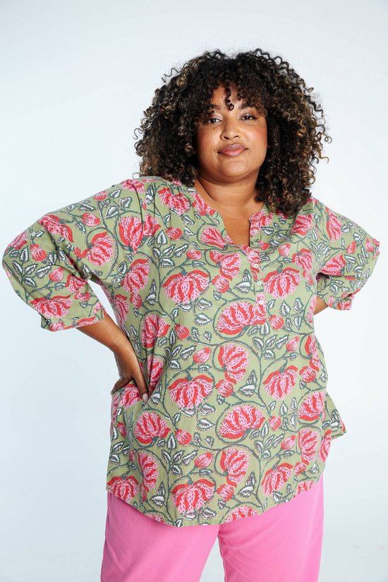 Paprika Katoenen blouse bedrukt met Indische bloemen | bol.com