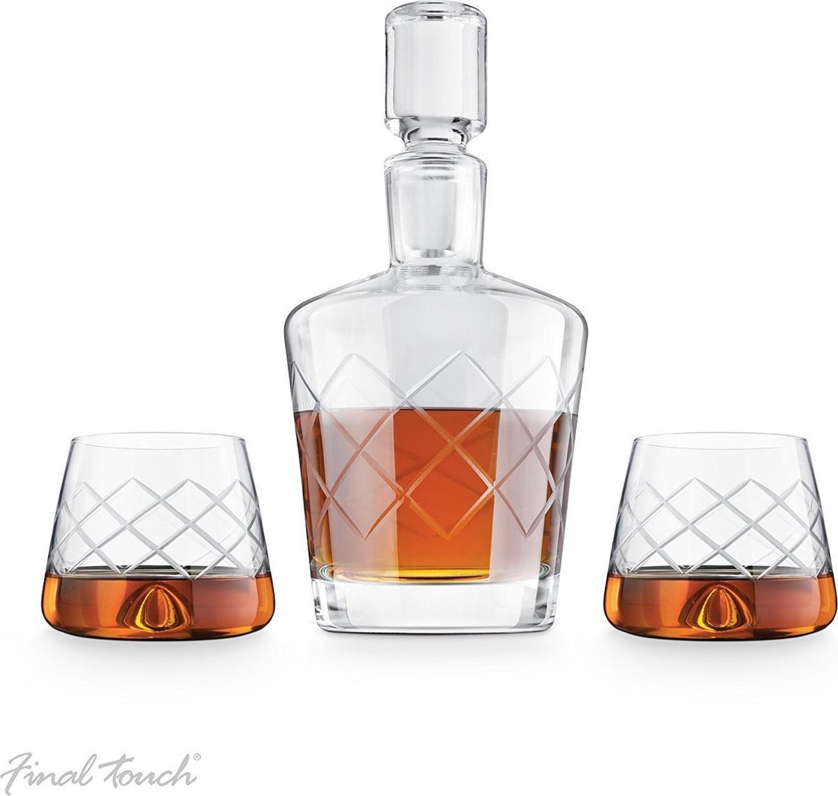 Crystal Whiskey Decanter en glazen set met DuraSHIELD - whiskey karaf met  glazen | bol.com