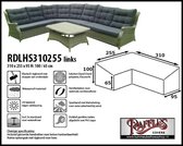 Hoes dining hoekbank 310 x 255 x 95, H: 100 / 65 cm