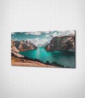 Lake Between Mountains Canvas- 100 x 60 cm - Landschap - Schilderij - Canvas - Slaapkamer - Wanddecoratie  - Slaapkamer - Foto op canvas