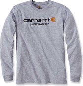 Carhartt Core Logo Heather Grey Long Sleeve T-Shirt Heren