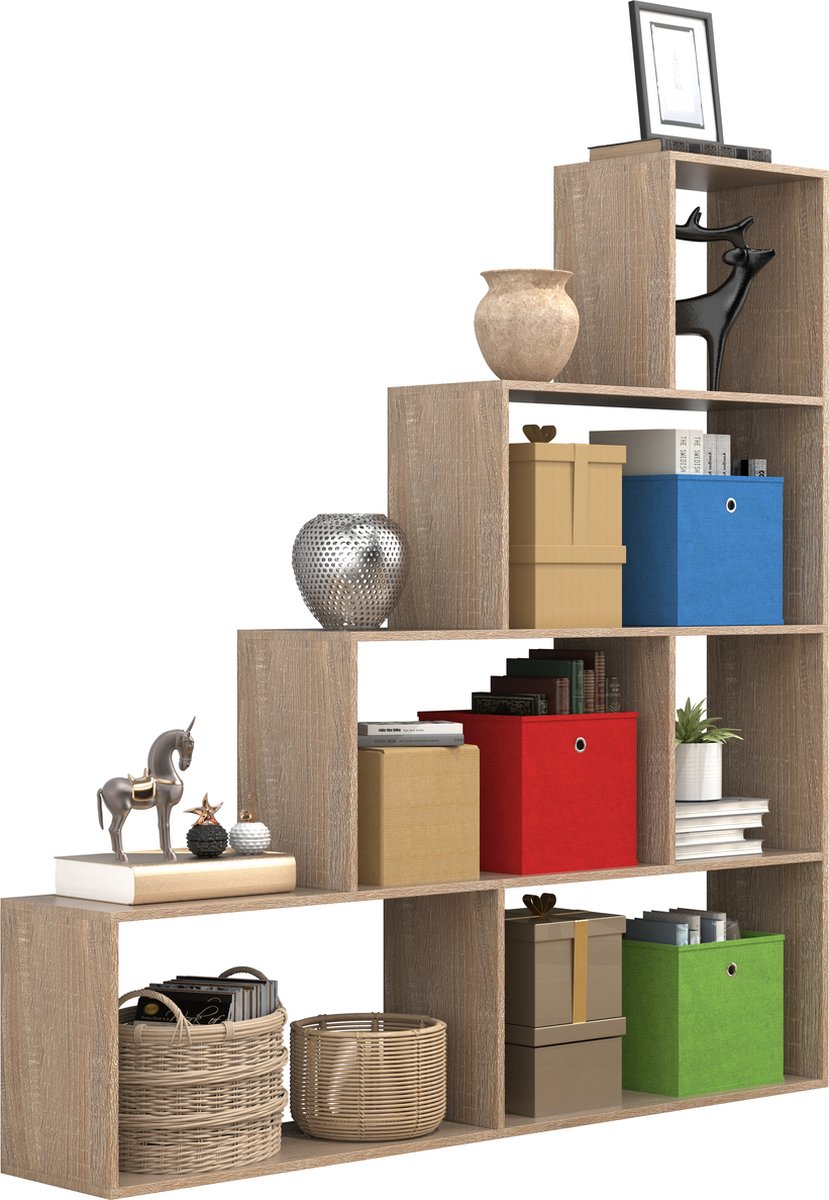 Houten staande trapplank Opstapplank Staande plank Ruimteverdeler Boekenplank Dubila L