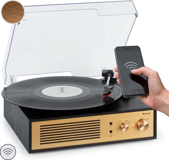 auna Jerry Lee BT - draaitafel, platenspeler, riemaandrijving, stereoluidspreker, Bluetooth, opnemen en afspelen, USB, AUX, 33, 45, 78 toeren. 3 plaatmaten, lichtbruin auna Jerry Lee BT - draaitafel, platenspeler, riemaandrijving, stereoluidspreker, Bluetooth, opnemen en afspelen, USB, AUX, 33, 45, 78 toeren. 3 plaatmaten, lichtbruin