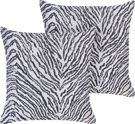 Set van 2 decoratieve kussens MANETTI 45 x 45 cm Zwart/wit Dierenprint