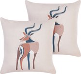 Set van 2 decoratieve kussens ABAL 45 x 45 cm Beige Dierenprint