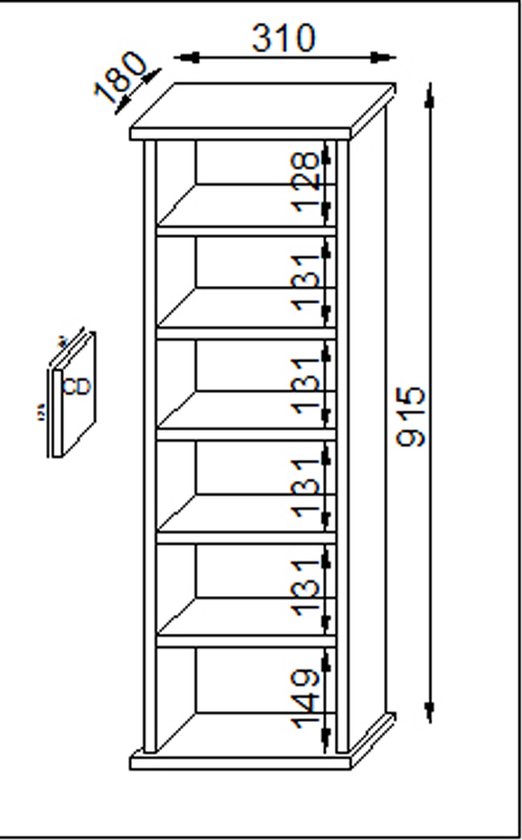 Armoire CD / DVD VCM Vostan sans porte, noire pour 150CD / 65DVD