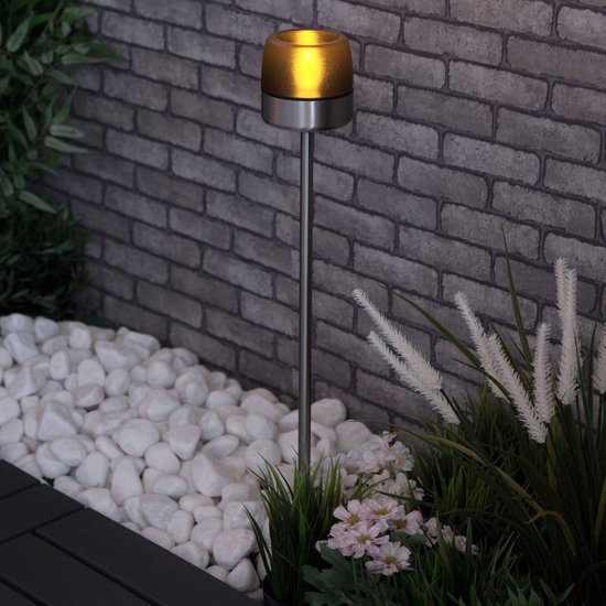 Lindby - solar tuinverlichting - 1licht - roestvrij staal, kunststof - H: 100.5 cm - roestvrij staal, rookgrijs