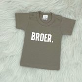 T-shirt korte mouw - BROER. - Beige - Maat 98 - Dreumes - Peuter - Ik word grote broer - Big brother - Baby aankondiging - Zwanger - Geboorte