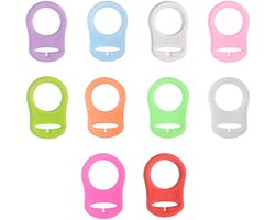 10 Stuks - Siliconen Fopspeen Adapter Ringen - Houder voor Button Style Fopspeen - Geschikt Voor Knop Baby Dummy Fopspeen - Duurzaam - Zacht - Flexibel - Kleuren Mix