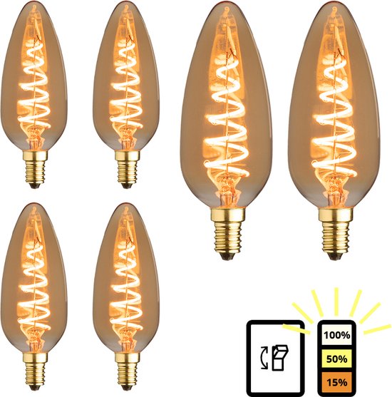 E14 LED lamp - 6-pack - 3 staps dimbaar - 3.5 watt - 2100K extra warm