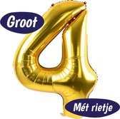 Cijfer Ballonnen - Ballon Cijfer 4 - 70cm Goud - Folie - Opblaas Cijfers - Verjaardag - 4 jaar, 40 jaar - Versiering