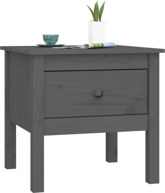 vidaXL - Bijzettafels - 2 - st - 50x50x49 - cm - massief - grenenhout - grijs